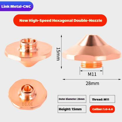 Hexagonal Style Double-Layer High-Speed Laser Cutting Nozzle | LinkMetal CNC