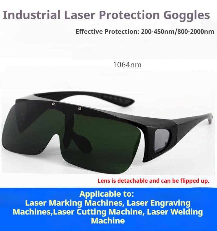 LinkMetal CNC Flip-Up Over-Glasses Version Fiber Laser Safety Goggles