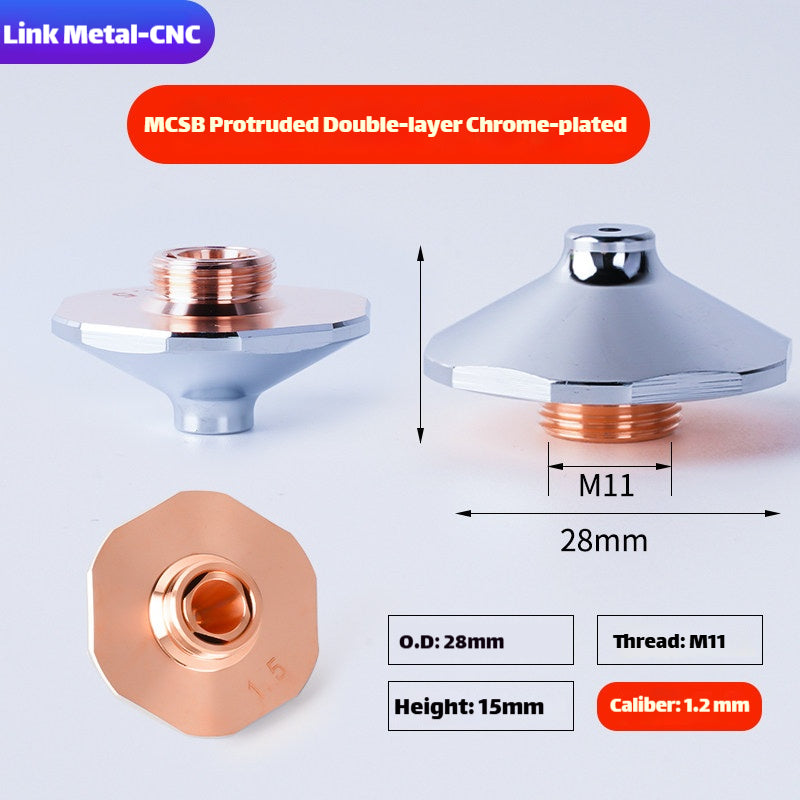 MCSB Style Double-Layer Chrome-Plated High-Speed Laser Cutting Nozzle | LinkMetal CNC