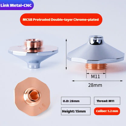 MCSB Style Double-Layer Chrome-Plated High-Speed Laser Cutting Nozzle | LinkMetal CNC