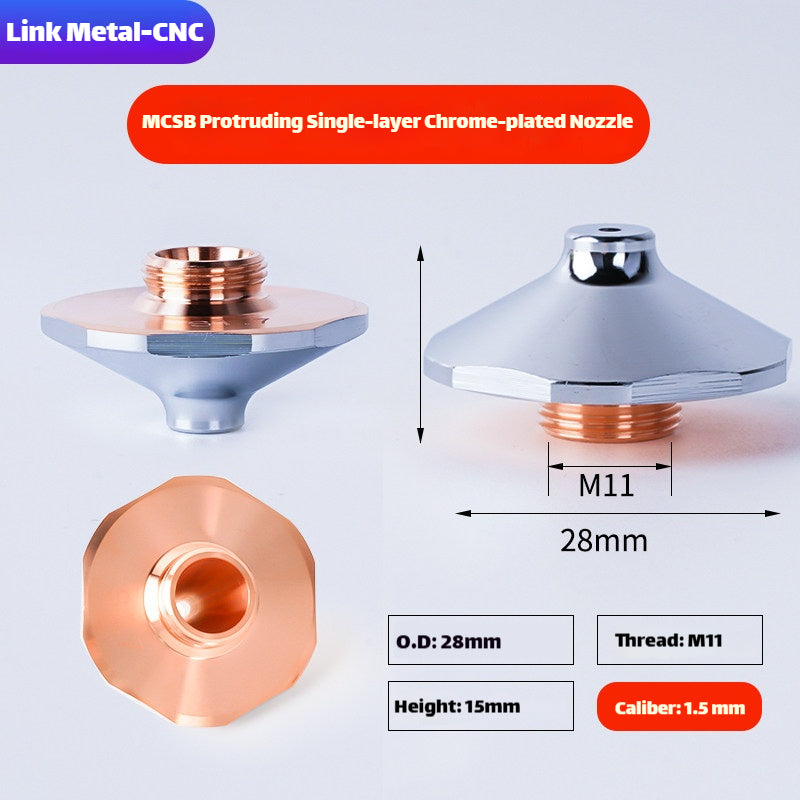 MCSB Style Single-Layer Chrome-Plated High-Speed Laser Cutting Nozzle | LinkMetal CNC