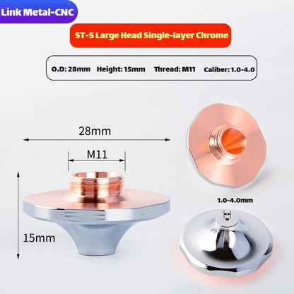 LinkMetal CNC ST‑S Single Layer Chrome Plated High Speed Laser Cutting Nozzle