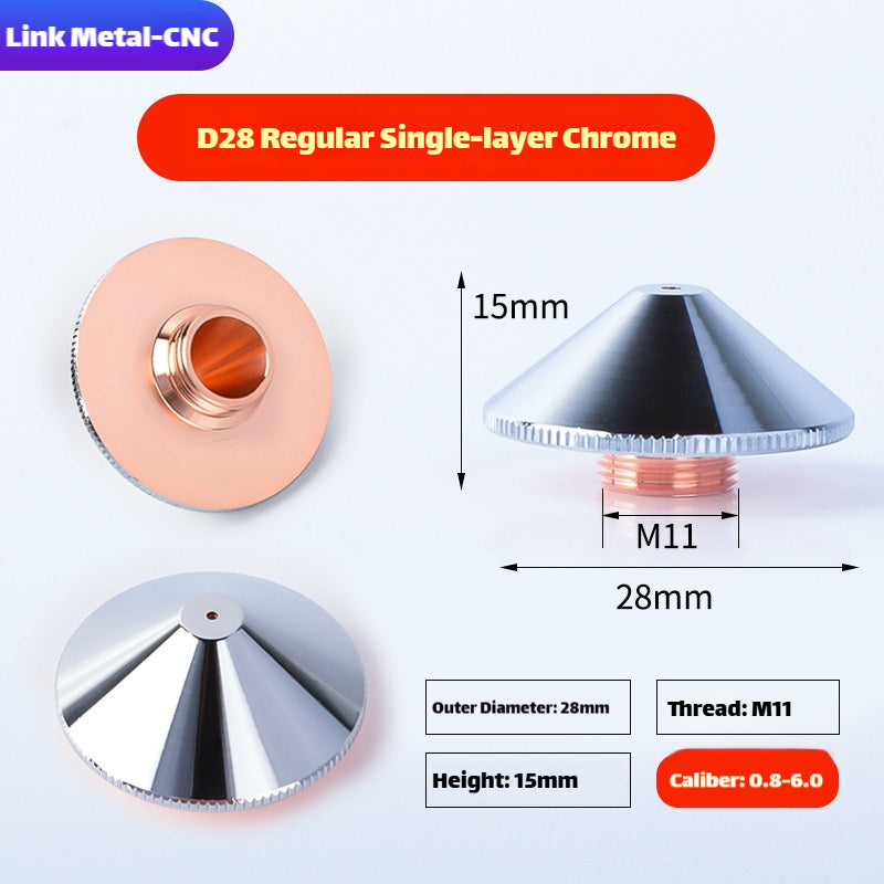 LinkMetalCNC D28 standard single layer chrome plated laser nozzle for fiber laser cutting machine