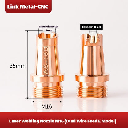 Type E Dual Wire Feeder Link Metal CNC Super Weiye M16 Welding Nozzle for Laser Welding Machine
